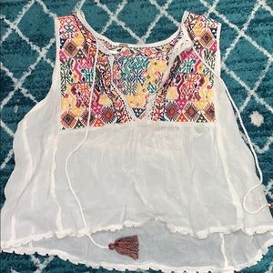 Free People Fun Embroidered Top
